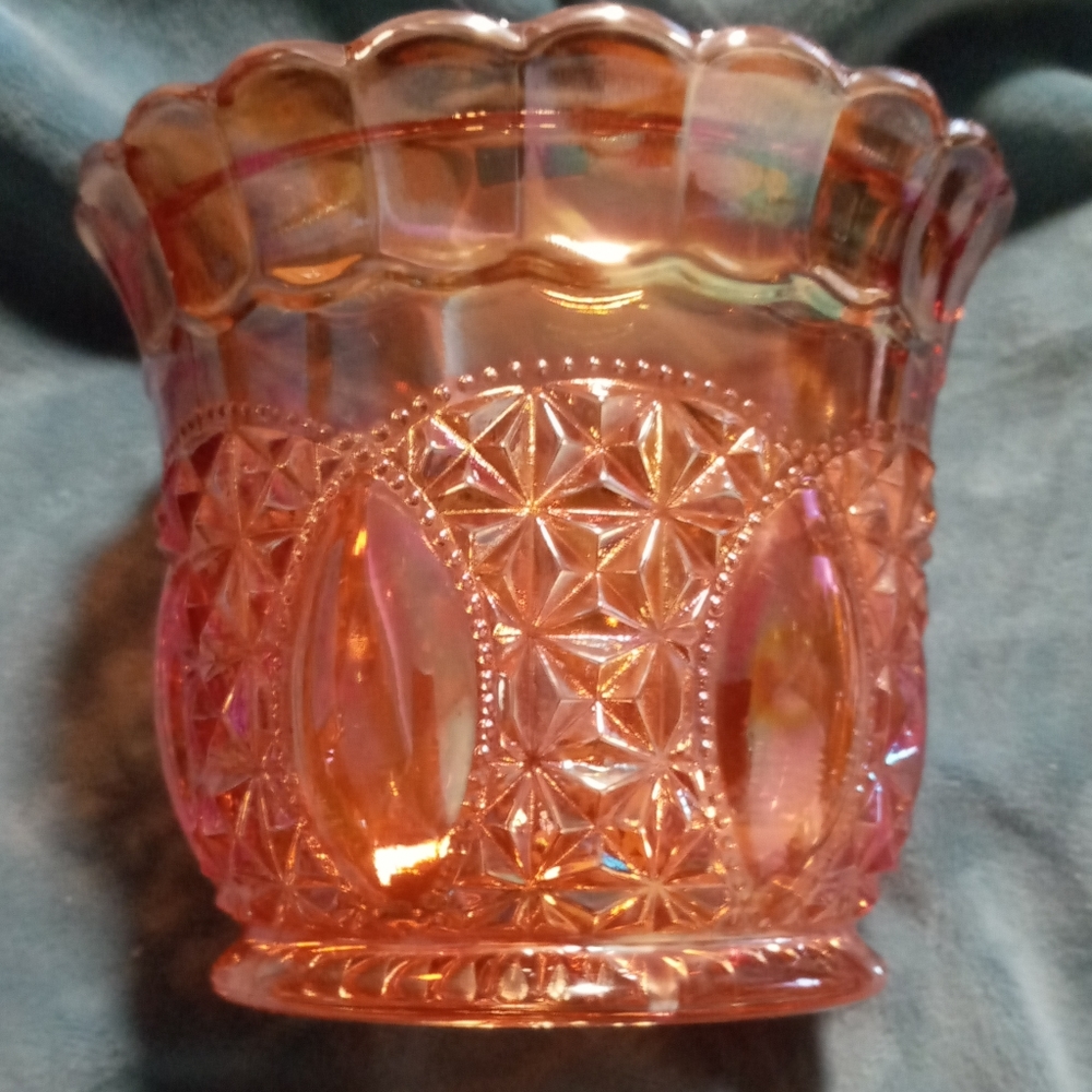 Vintage Imperial Glass carnival glass marigold dish Opalessent stamped